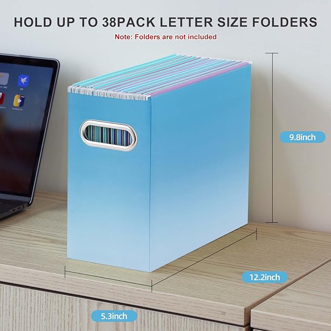 Oterri Cardboard File Organizer Box for Hanging File Folders Letter Size,File Box for Computer Desk,File Cabinet,Working Home