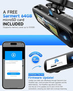 SARMERT 4K 3 Channel Dash Cam, Dash Cam Front and Rear C3, Free 64GB Card, 4K+1080P+1080P Dashcam, G-Sensor, WDR, APP, 5G WiF