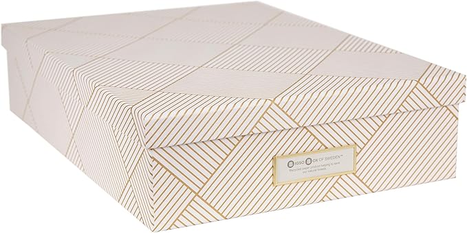 Bigso Oskar Fiberboard Label Frame Document Letter Box for Important Paperwork A4 or Letter Size - Durable Keepsake Box with 