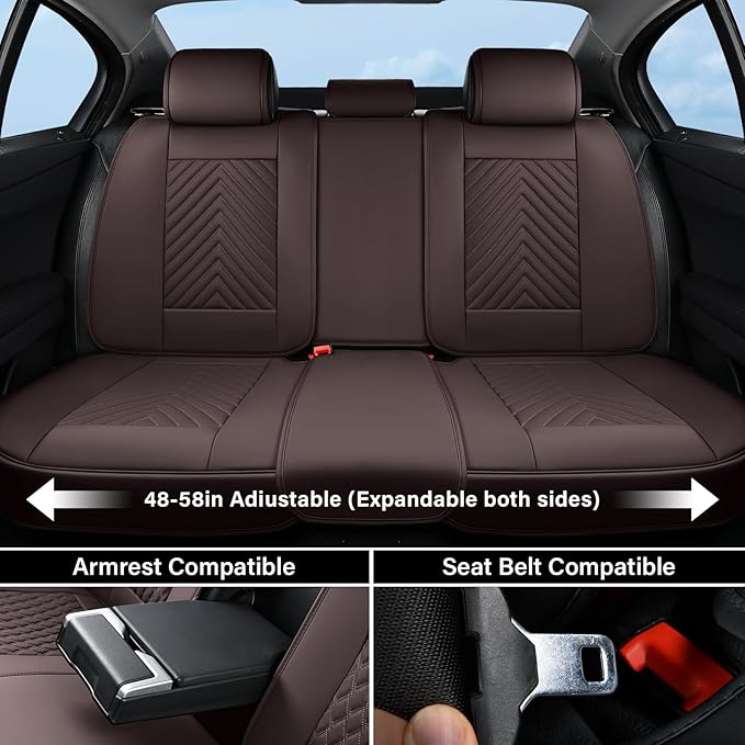 Coverado Car Seat Covers Full Set, Faux Leather Seat Covers for Car, Luxury Automotive Seat Covers Waterproof Car Seat Protec
