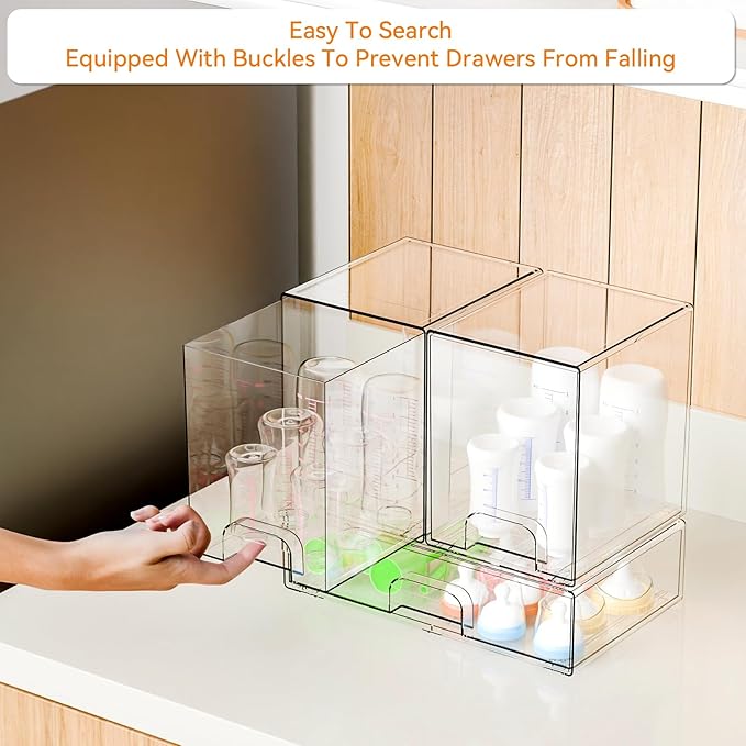 Yieach 3 Set Baby Bottle Organizer for Countertop,BPA Free Bottle Station Organizer for Breast Pump Parts,Pacifier and Baby A