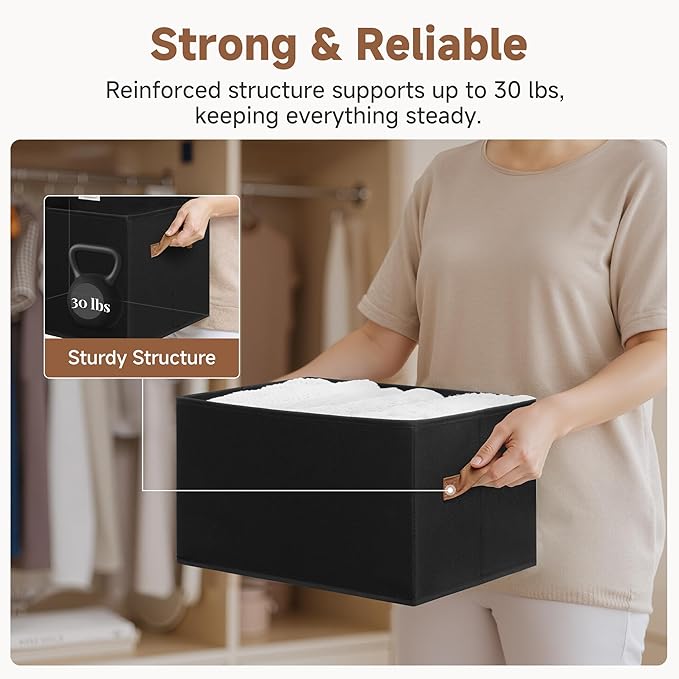 StorageWorks Storage Bins for Shelves, Closet Organizers and Storage Baskets, Fabric Clothes Organizer, Foldable Laundry Bask