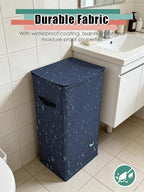 WTREE Laundry Hamper with Lid, Reinforced Sturdy Clothes Hamper with Anti-Puncture Base, Large Collapsible Laundry Basket wit