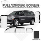 KMF 8pcs Thicken Sun Shades for Jeep Grand Cherokee L(Three-Row) 2021-2025 Accessories (NOT for Grand Cherokee&Cherokee),Full Car Window Covers for Windshield Side Rear, UV Block and Blackout Camping