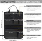 Tactical Car Seat Organizer with Multiple Pockets, MOLLE Panel System & Mesh Compartments, Durable Nylon Universal Vehicle Backseat Storage with Cup Holder, Water-Resistant (Black)