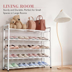 Bumusty 5-Tier Expandable Shoe Rack for Closet, 18“-33” Adjustable Shoe Rack for Small Space, Small Shoe Organizer for Front 