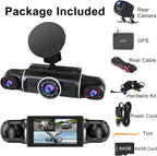 4 Channel Dash Cam Front and Rear Inside Back 360° FHD 2K Dash Camera for Cars, WiFi, GPS, G-Sensor, WDR 24/7 Parking Mode, 1
