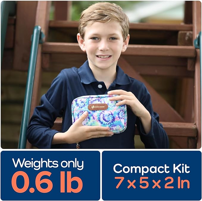 KeepGoing Travel First Aid Kit for Kids – 130 Pc. for Car, Home, Purse, Diaper Bag & Backpack with Latex-Free Bandages - Mini