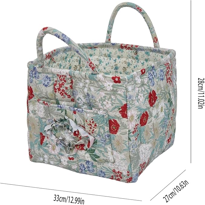 Boho Fabric Storage Basket, Large Capacity Laundry Basket, 12.2'' x 10.23'' x 10.23'' Collapsible Laundry Hamper with Easy Ca