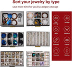 BOOVO Jewelry Boxes for Women, White and Black 6 Layer Large Jewelry Box for Necklace, Bracelet, Earrings, Rings Storage, Jew