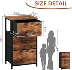 Somdot Dresser for Bedroom with 3 Drawers, Storage Organizer Chest of Drawers with Removable Fabric Bins for Closet Bedside L