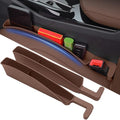 Universal Car Seat Gap Filler Plug Strip, Auto Seat Gap Organizer with Seat Belt & Storage Slot, 2 Pack Car Seat Catcher Accessories Fit Car SUV Truck for the Space Between Seat and Console, Brown