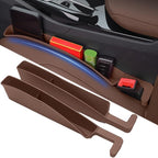 Universal Car Seat Gap Filler Plug Strip, Auto Seat Gap Organizer with Seat Belt & Storage Slot, 2 Pack Car Seat Catcher Accessories Fit Car SUV Truck for the Space Between Seat and Console, Brown