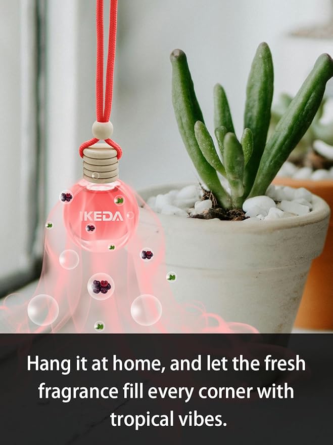 Ikeda Car Air Freshener: Hanging Car Smell Air Freshener | 10ml Hanging Car Perfume | Long Lasting Fragrance | Strong Scents 