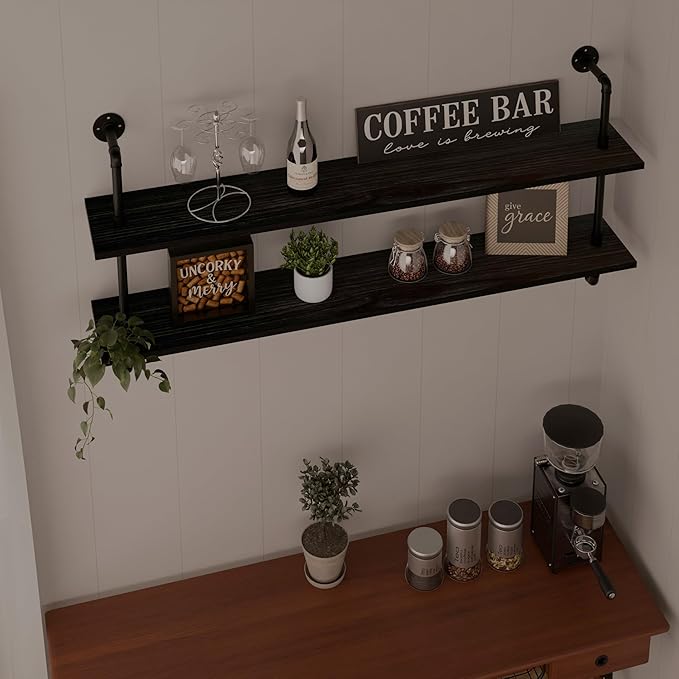 Floating Bookshelf Shelves Industrial Pipe Shelving Pipe Shelves Rustic Wall Shelf 48 Inch Farmhouse Book Shelves for Wall Mo