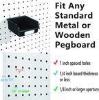 FRIMOONY Pegboard Bins with Hooks and Labels, for Organizing Accessories, 10 Packs, Black