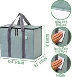 VENO 2 Pack Cooler Bag and Insulated Grocery Bags for Food Delivery, Collapsible Cooler. Reusable Shopping Bags for Groceries with Hard Bottom, Zippered, Foldable, Heavy-Duty (Light Green, 2 Pack)