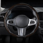 Carbon Fiber Steering Wheel Cover, Snap on Car Steering Wheel Cover Set Accessories 3pcs Wrap Grip Non Slip Protector Universal Glossy Brown