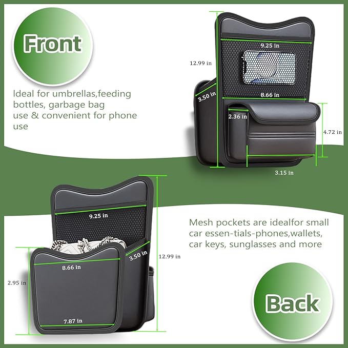 Car Seat Gap Purse Holder Leather - Between Seats Organizer, Automotive Storage for Phone Keys & Daily Essentials