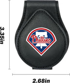for MLB Philadelphia Phillies Car Visor Sunglass Holder - Black Leather Eyeglass Case with Team Logo, Clip-On Sun Visor Organizer for Auto Interior, Phillies Gifts