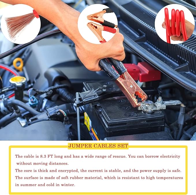 Roadside Car Emergency Kit- Car Safety Kit,Car Kits Emergency,High Power Car Vacuum,Jumper Cable Kits,Reflective Warning Tria
