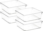 4 Pack Drawer Organizer - 6" X 6" Clear Acrylic Storage Bins with Non-Slip Pads, Versatile Desk Tray for Makeup, Jewelry, Kit