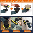 45PCS 5 Inch Wet Dry Sanding Discs Kit with Hook and Loop Backing Pad 5/8-11 and Foam, Angle Grinder Drill Sanding Attachment