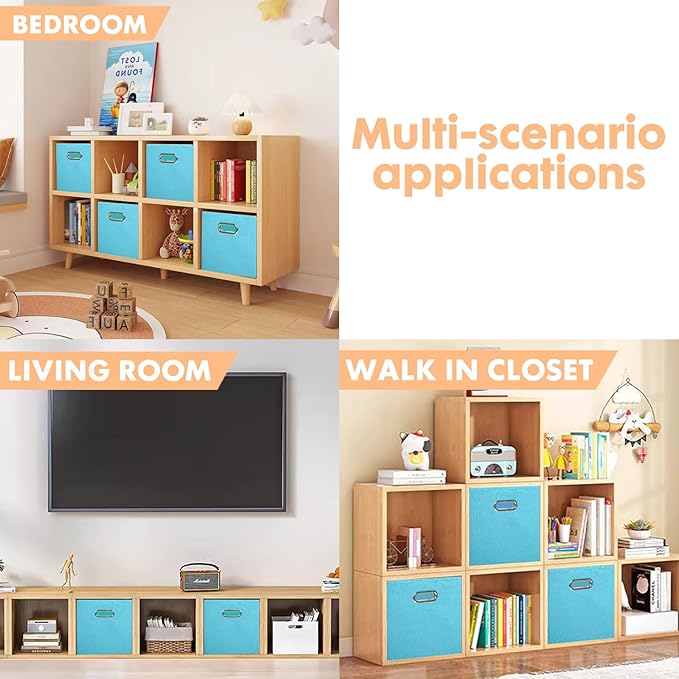ShellKingdom Storage Bins, Foldable Fabric Storage Cubes And Cloth Storage Organizer Drawer with Metal Handle For Closet And 
