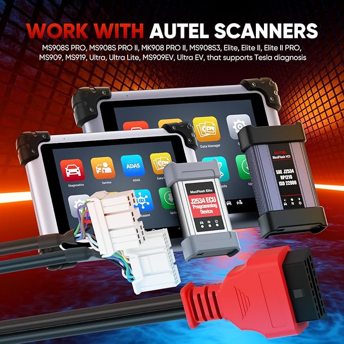 Autel Original TCAN003 Splitter Diagnostic Cable for Tesla Model 3, Y, S, X, 20 Pin + 12 Pin to 16 Pin OBDII Adapter OBD2
