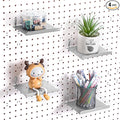 Beeveer 4 Pcs Pegboard Shelves Wall Organizer Brackets Pegboard Steel Tray Accessories Organizing Tools for Craft Garage Nurs