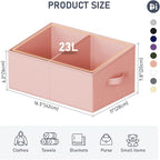 DIMJ Large Closet Shelf Organizer Bins 8 Packs with Handles and Divider, Fabric Trapezoid Storage Baskets, Foldable Clothes C