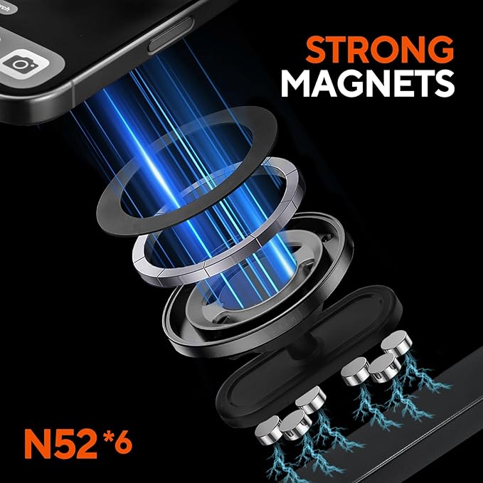 Gym Magnetic Phone Holder with Magnet Base Attach to Metal Surface, 360° Rotatable Gym Phone Holder Magnet Mount for Workout Recording, Compatible with MagSafe iPhone 17-12