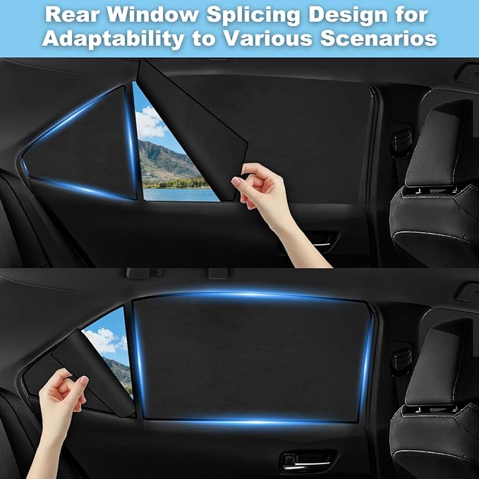 ZATOOTO Toyota Corolla Car Window Shades for 2019-2024, Suede Car Window Covers for 100% UV & Privacy Protection, Heat Insulation, Splicing Design for Rear Side Window Sun Shade for Baby