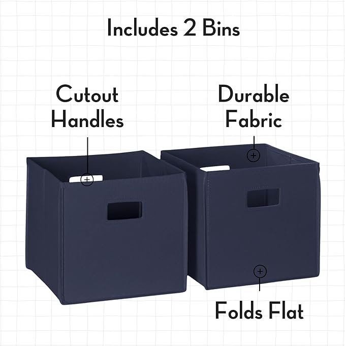 RiverRidge Folding Storage Bins with Handles Navy Cube Storage Organizer for Closet, Bedroom & Playroom - Closet Organizers S