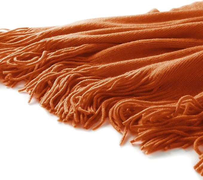 Homiest Decorative Knitted Throw Blanket with Fringe, Lightweight & Soft Acrylic Knit Blanket Tassel for Couch, Sofa, Bed (Da