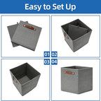 Temary 11 Inch Cube Storage Bins 4PCs Fabric Storage Cubes Storage Baskets Organizer with Handles, Foldable Baskets for Organ