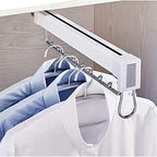 Heavy Duty Pull Out Closet Clothes Rod - Coat Hanger With Ball Sliding Rail, Adjustable Extendable Clothes Rail, Extendable W