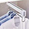Heavy Duty Pull Out Closet Clothes Rod - Coat Hanger With Ball Sliding Rail, Adjustable Extendable Clothes Rail, Extendable W