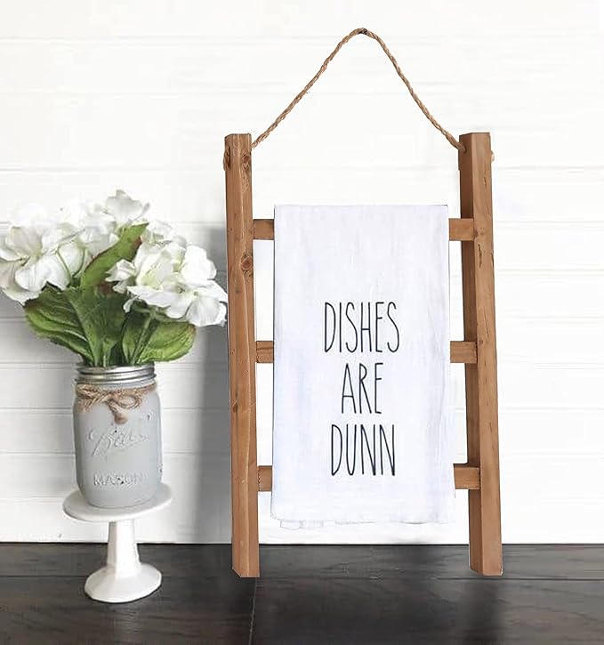 Joy Choice Farmhouse Style 16" Wood Blanket Ladder - 3-Tier Wall Hanging Rack for Living Room, Kitchen, Bathroom (Natural)