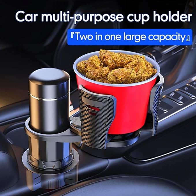 Car Cup Holder Expander Adjustable Base 2 in 1 Dual Layer Cup Holder Large Capacity Storage 360 Degree Rotating Cup Slot Large 10/40 oz Bottles & Big Drinks Travel Cup