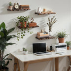 Pinkunn 4 Pcs Floating Shelves for Wall Rustic Wooden Floating Shelf Wooden Shelves for Bathroom Living Room Bedroom Kitchen 