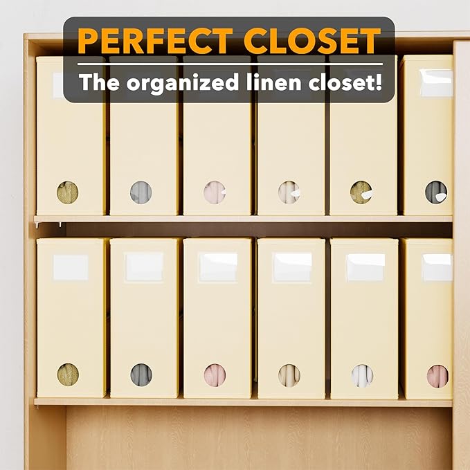 SpaceAid 12 Pack Bed Sheet Organizers and Storage, Foldable Organizer for Linen Closet, Set Folder Keeper With Window XL (Que