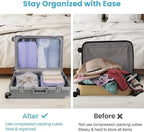 Cambond Mesh Compression Packing Cubes - 6 Piece Expandable See Through Packing Cubes for travel with Shoe and Makeup Bag, Tr
