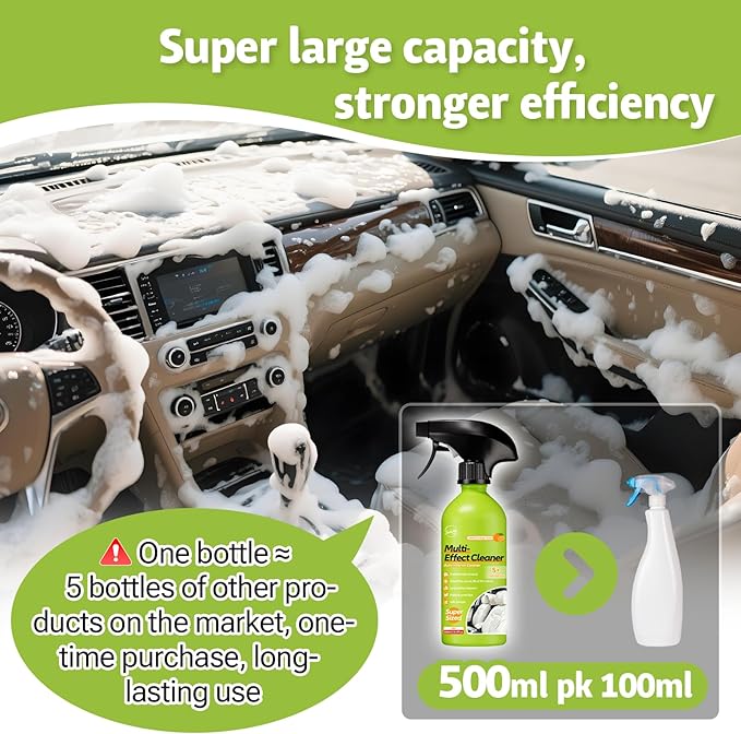 500ml Car Interior Polish Ceiling Foam Headliner Roof Fabric Cleaner Spray Kit for Leather, utomotive Seat,Dashboard, Carpet,