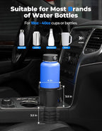 KEMIMOTO Adjustable Car Drink Holder Expander Compatible with Yeti, Stanley, Hydro Flask, Water Bottles and Mugs in 18-40oz, 