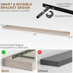Fun Memories 72 Inch Floating Shelves, Wall Mounted Rustic Wood Floating Shelf with Invisible Brackets for Storage & Decor, 2