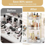 MOKANI 360 Rotating Makeup Organizer for Vanity, 3 Tier Adjustable Perfume Organizer for Dresser, Multi-Function Spinning Cos