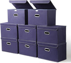STOREONE Fabric Storage Cube Bins Foldable Organizer Container Collapsible Basket with Lids and Metal Handles, for Home, Bedr