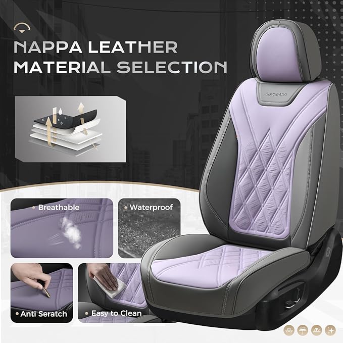 Coverado Car Seat Covers, Front Covers for Cars, Car Seat Cover Front Seats, Automotive Seat Cover, Waterproof, Leather Car S