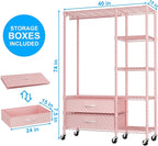 Ulif F3R Heavy Duty Clothes Rack（With Lockable Wheels）Freestanding Clothing Racks for Hanging Clothes，Adjustable Closet Organ